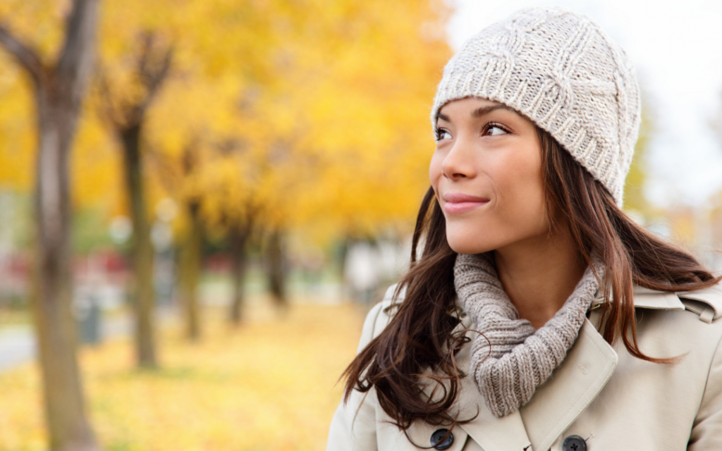 Woman walking in the fall