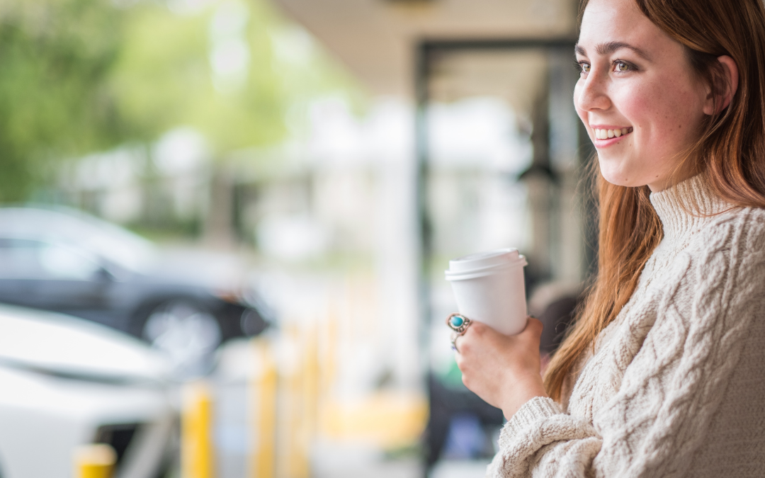woman drinking coffee